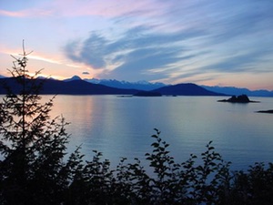 Ocean view along Glacier Highway Juneau Alaska